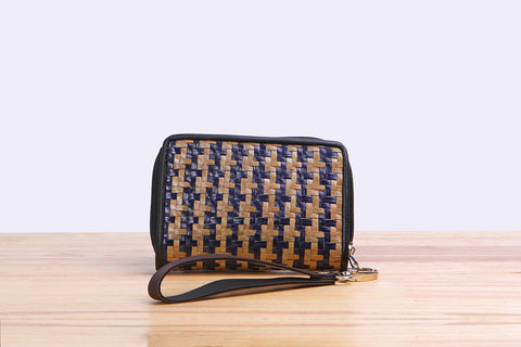 Woven dyed Seagrass – striped wallet (short)
