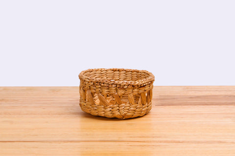 Natural straw wicker mini container (short)