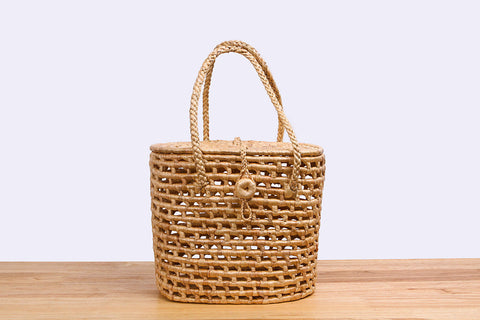 Natural straw mini container (tall)