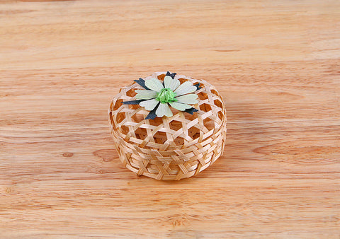 Green Flower Round Box