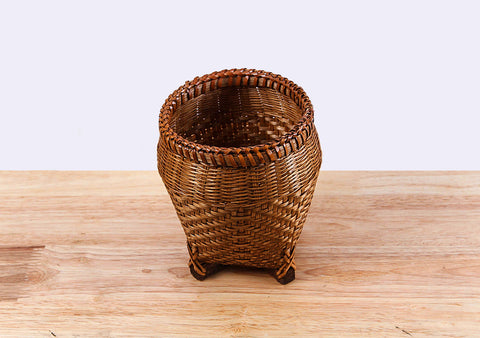 Brown Round Bamboo Basket