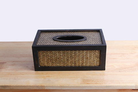 Wood And Bamboo Tissue Box Cover